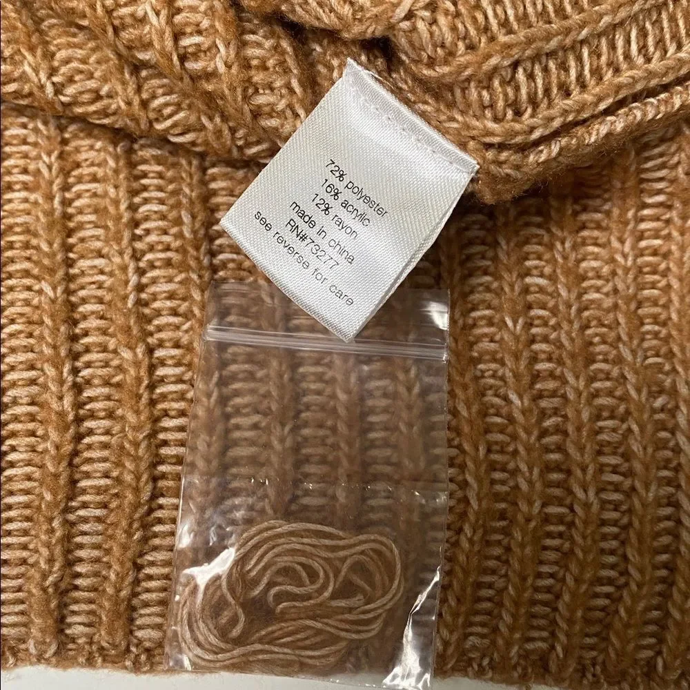 Elizabeth & James Camel Brown Ribbed Knit Turtleneck Sweater Women's Size M